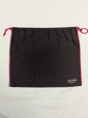 COACH Black Drawstring Dust Bag with Red Trim